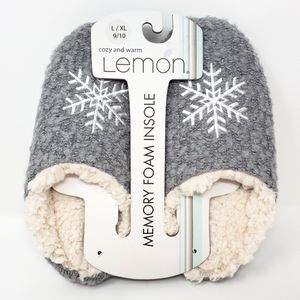 Lemon Oxford Snowflake Slippers - L/XL